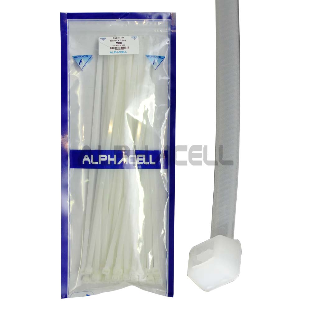 CABLE TIE - 400mmx7.2mm WHITE (100) Z