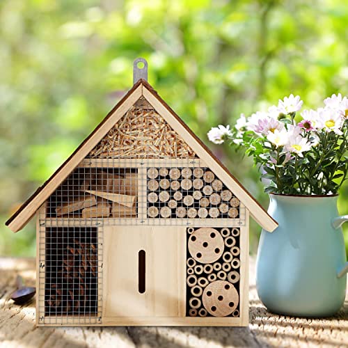 Wildlife Friend I Hotel Insecte En Bois Avec Toit En Écorce - Maison Insectes, Hotel A Insectes Pour Abeilles, Coccinell