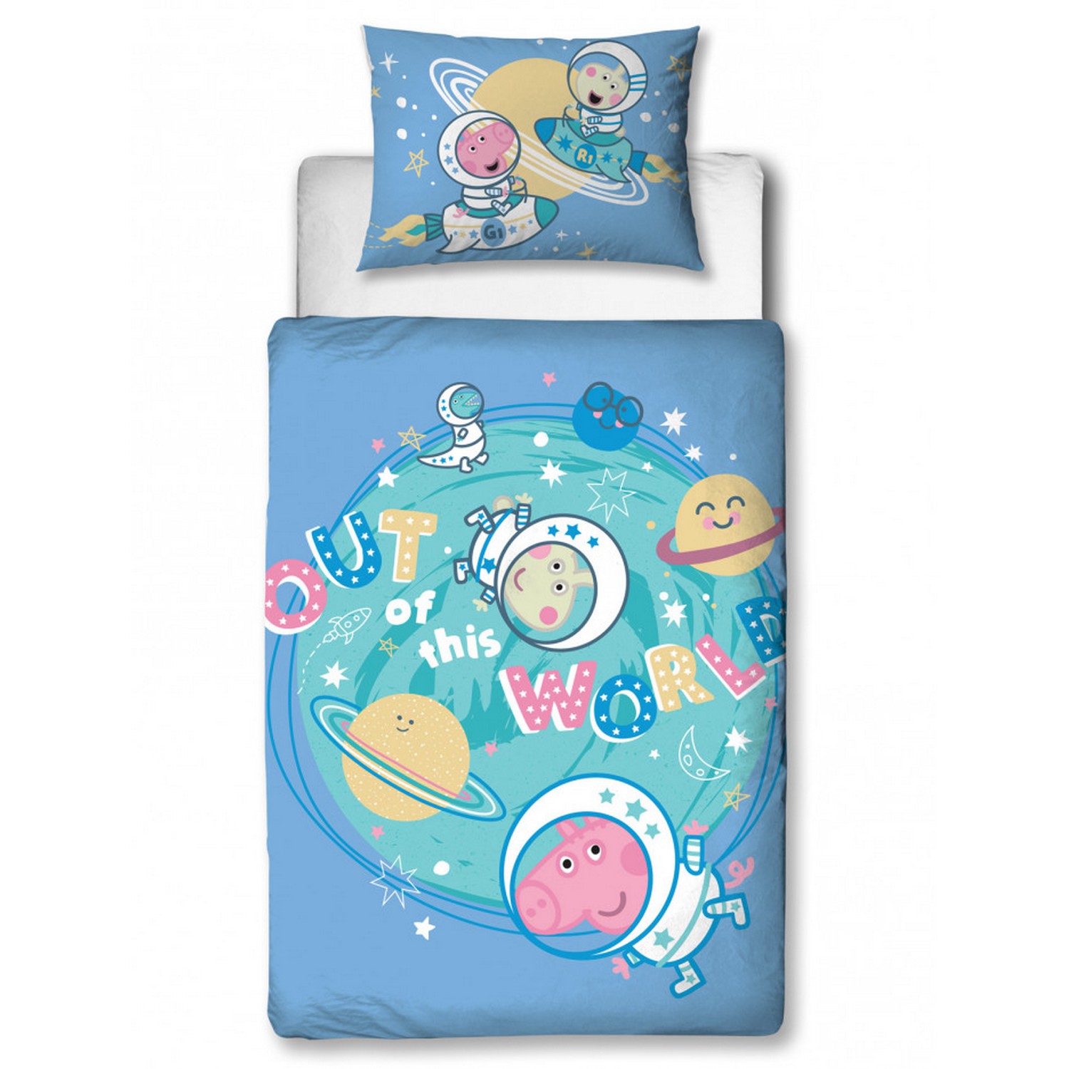 Parure De Lit Simple Junior Et Taie D'oreiller - Peppa Pig Et George "out Of This Wor