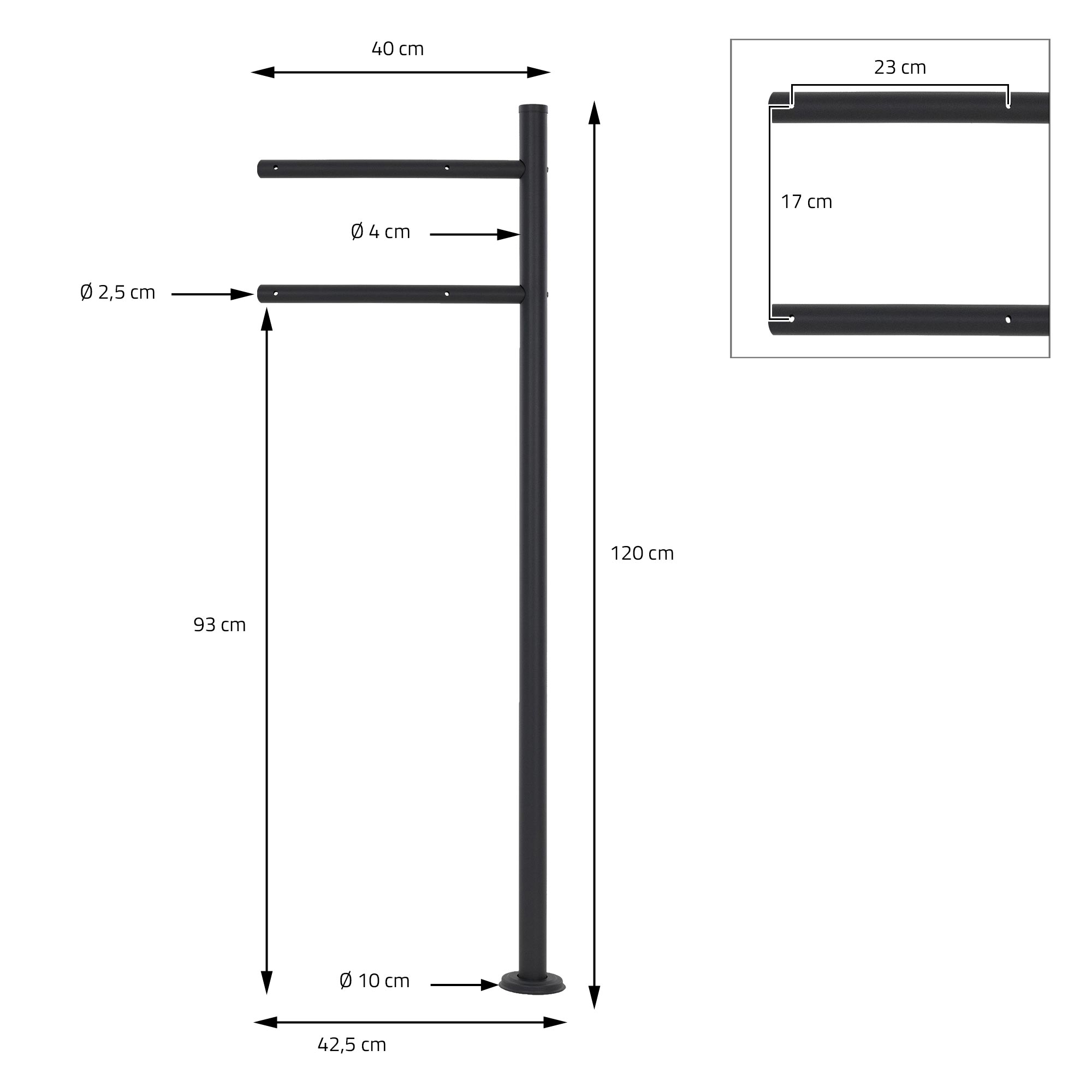 Support Piédestal Socle Pour Boîte Aux Lettres Anthracite Acier Inoxydable 120cm