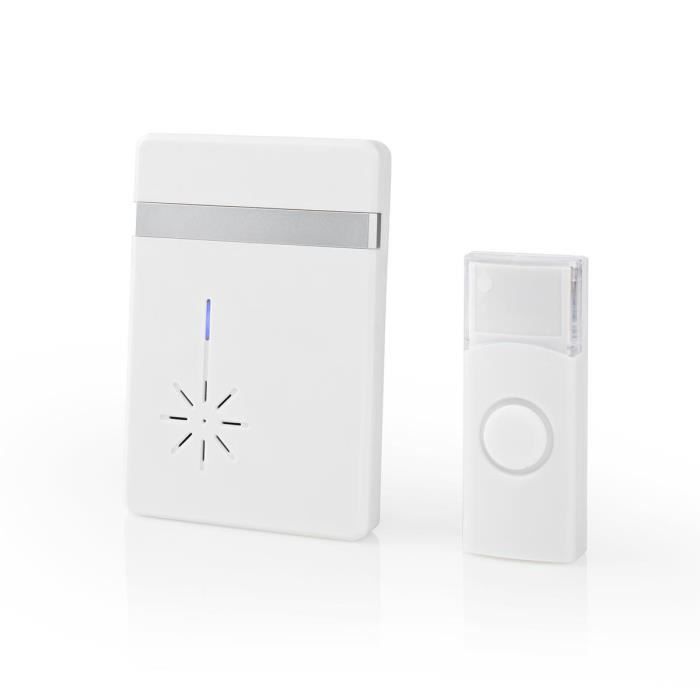 Nedis Kit De Sonnette Sans Fil - Alimentation Par Pile - 36 Mélodies - Blanc