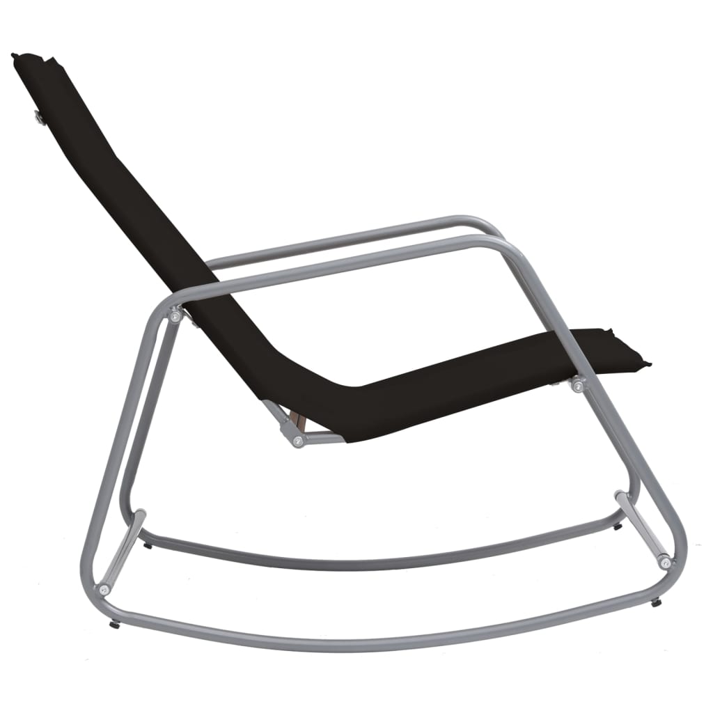 Chaise À Bascule De Jardin Noir 95x54x85 Cm Textilène