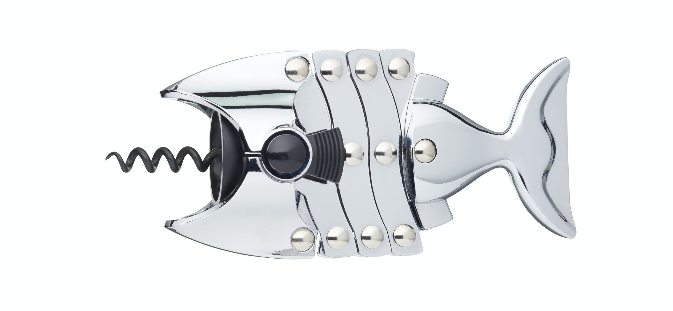 Barcraft - Tire-bouchon Poisson Lazy Fish En Acier Inoxydable, Argent, 16,5 X 7,5 X 4,5 Cm