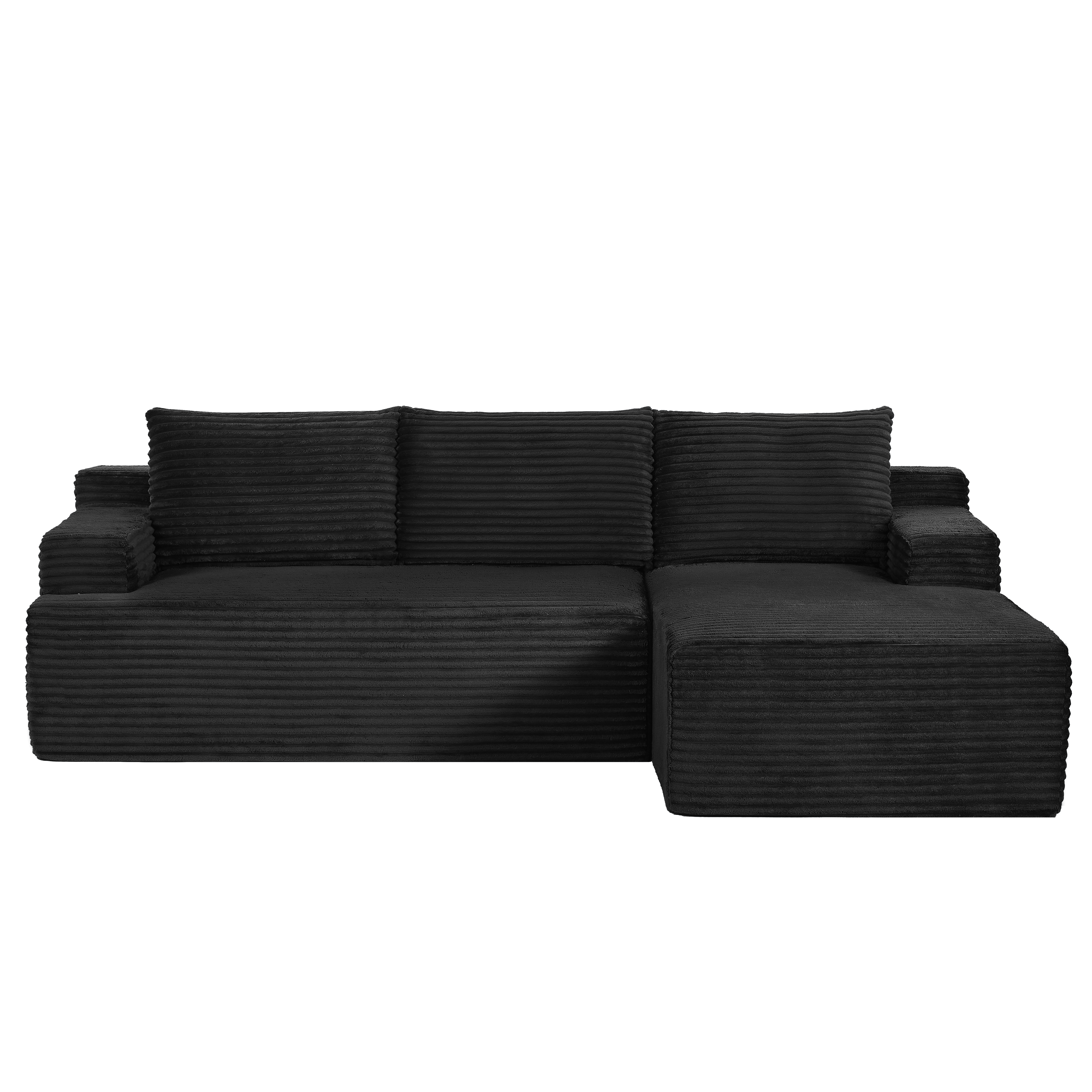 Canapé d'angle modulable noir sur fond blanc