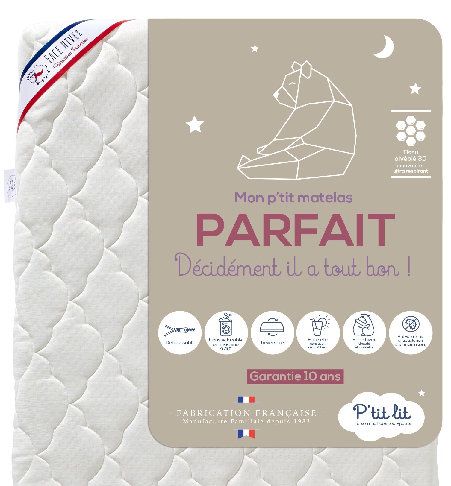 P'tit Lit - Protège Matelas Bébé Éponge 100% Coton 60x120 Cm Greenfirst Traiteme 3454980250264