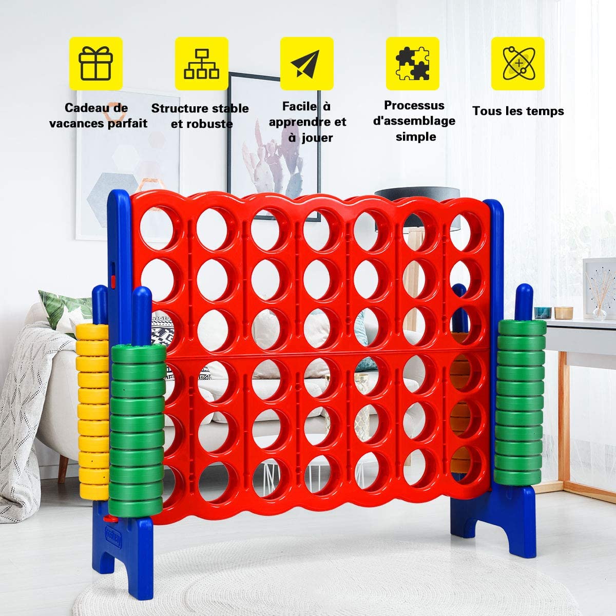Costway Jeux Puissance 4 Géant Pour Enfant Jeu De Société Pour Familles