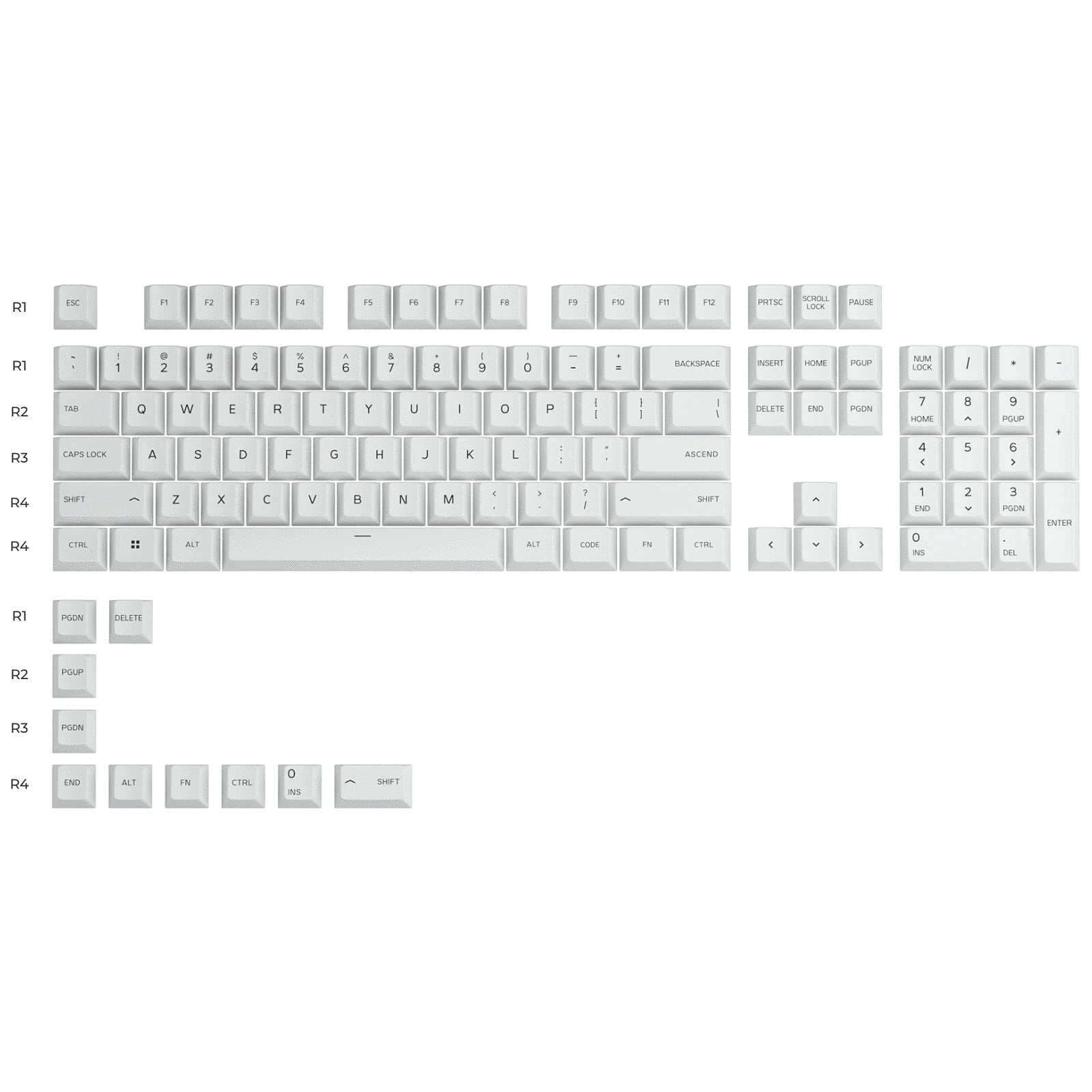 Glorious Gpbt Keycaps Ansi Us (blanc)