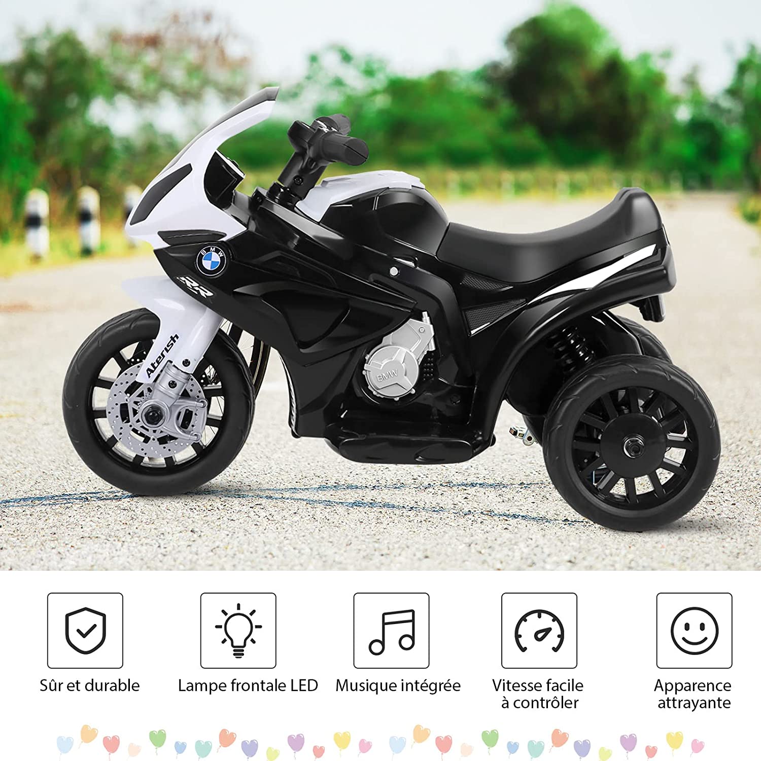 Moto Electrique Pour Enfants À 3 Roues Avec Phare Lumineux, Musiques 6 V / 4ah 2