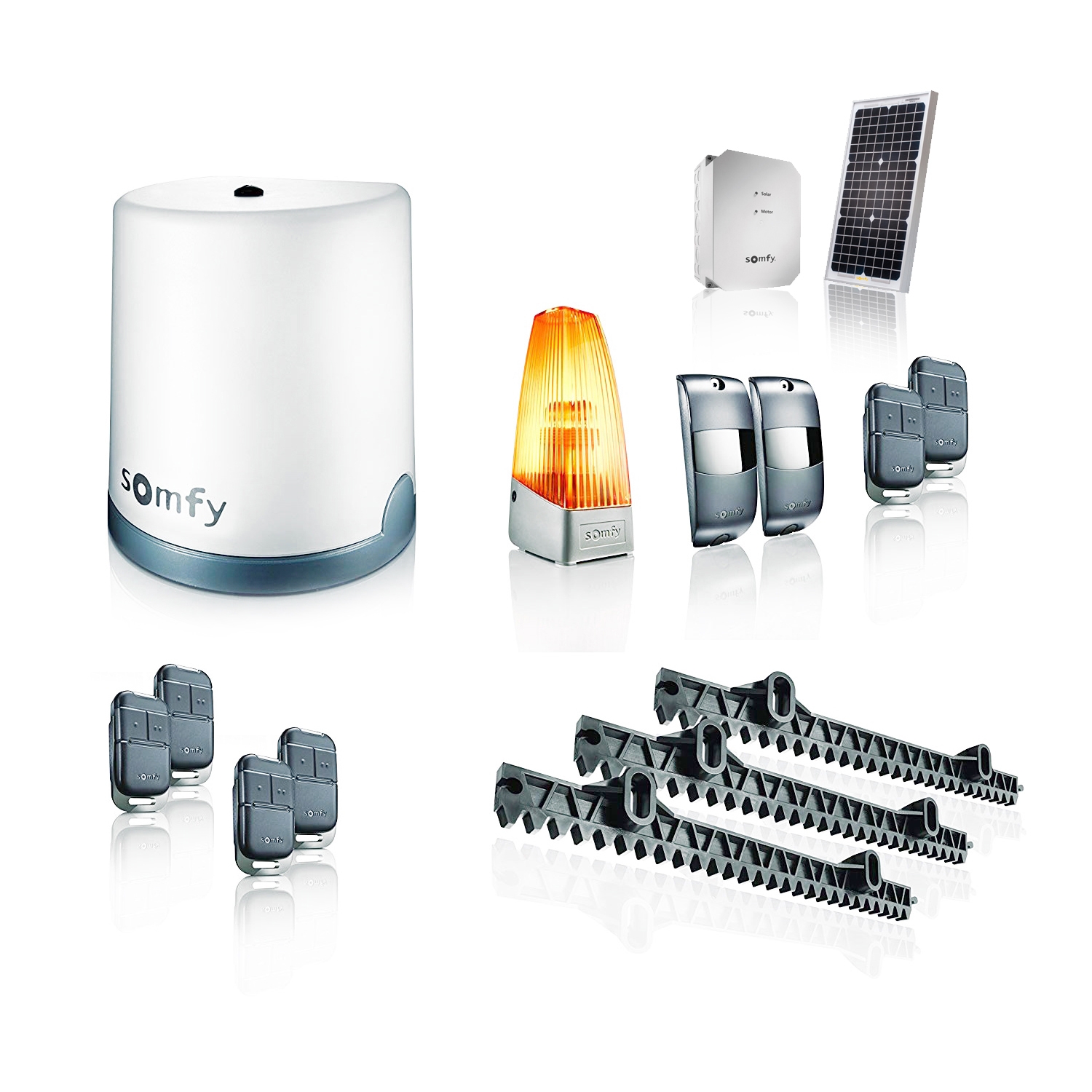 Kit Motorisation De Portail Coulissant Freevia 400 + Alimentation Solaire + 4 Télécommandes