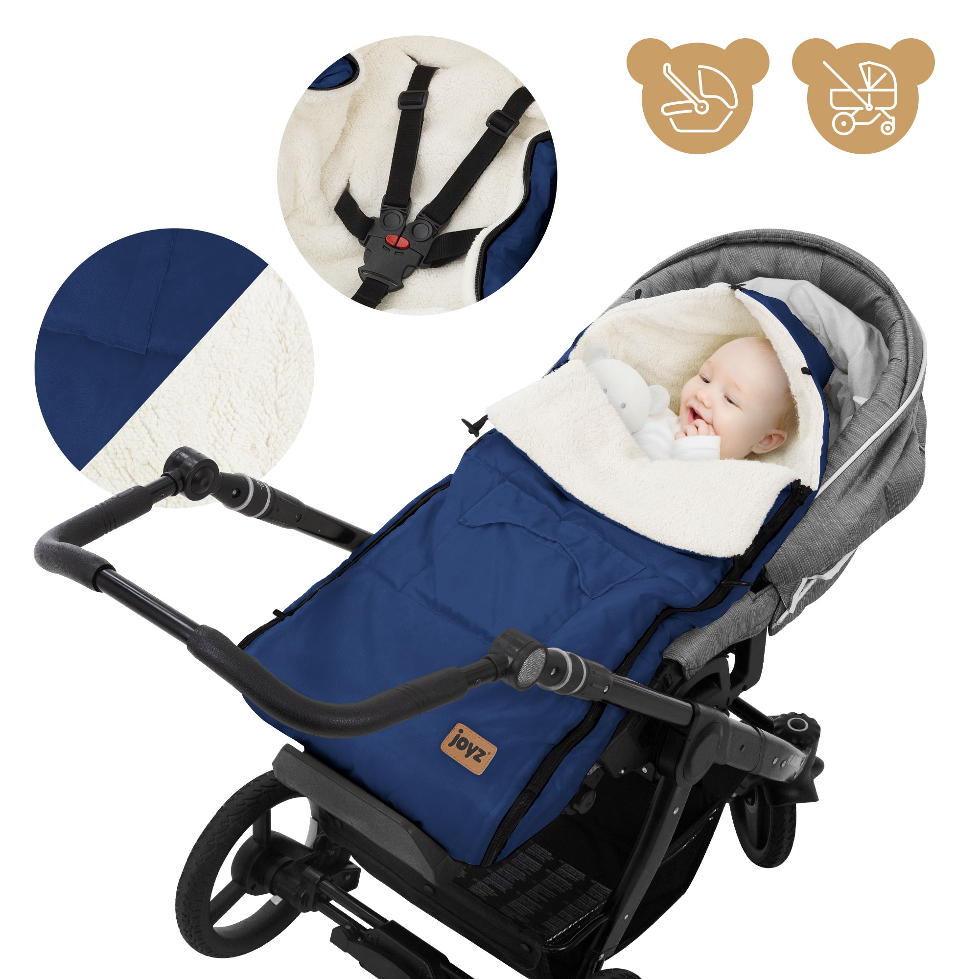 Chancelière Pour Bébé , Polyester, 94 X 48 X 10 Cm, Bleu Joyz ECD GERMANY