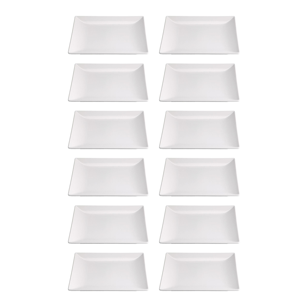 Lot De 12 Assiettes Carrés Laura , Assiette Service De Table En Porcelaine Blanche - L 21 X L 21 X H 2 Cm