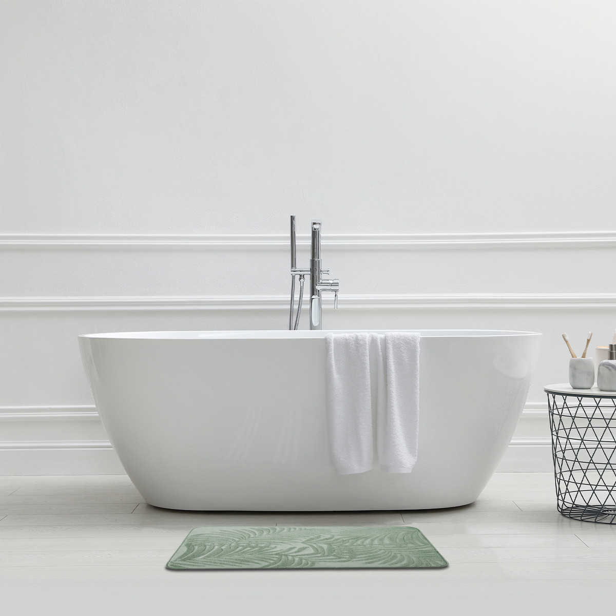 Tapis De Bain Mousse À Mémoire De Forme En Polyester Vert 50x80cm