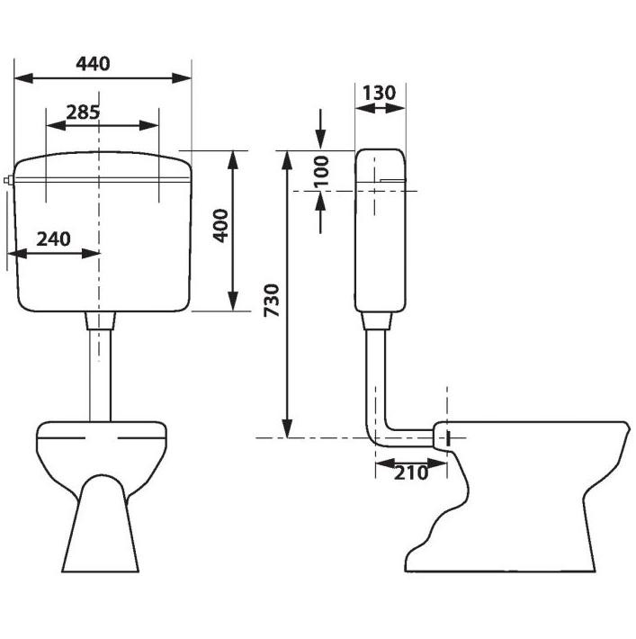 Réservoir Semi-bas Extra Plat Simple Débit Regi-super 200 200 Regiplast