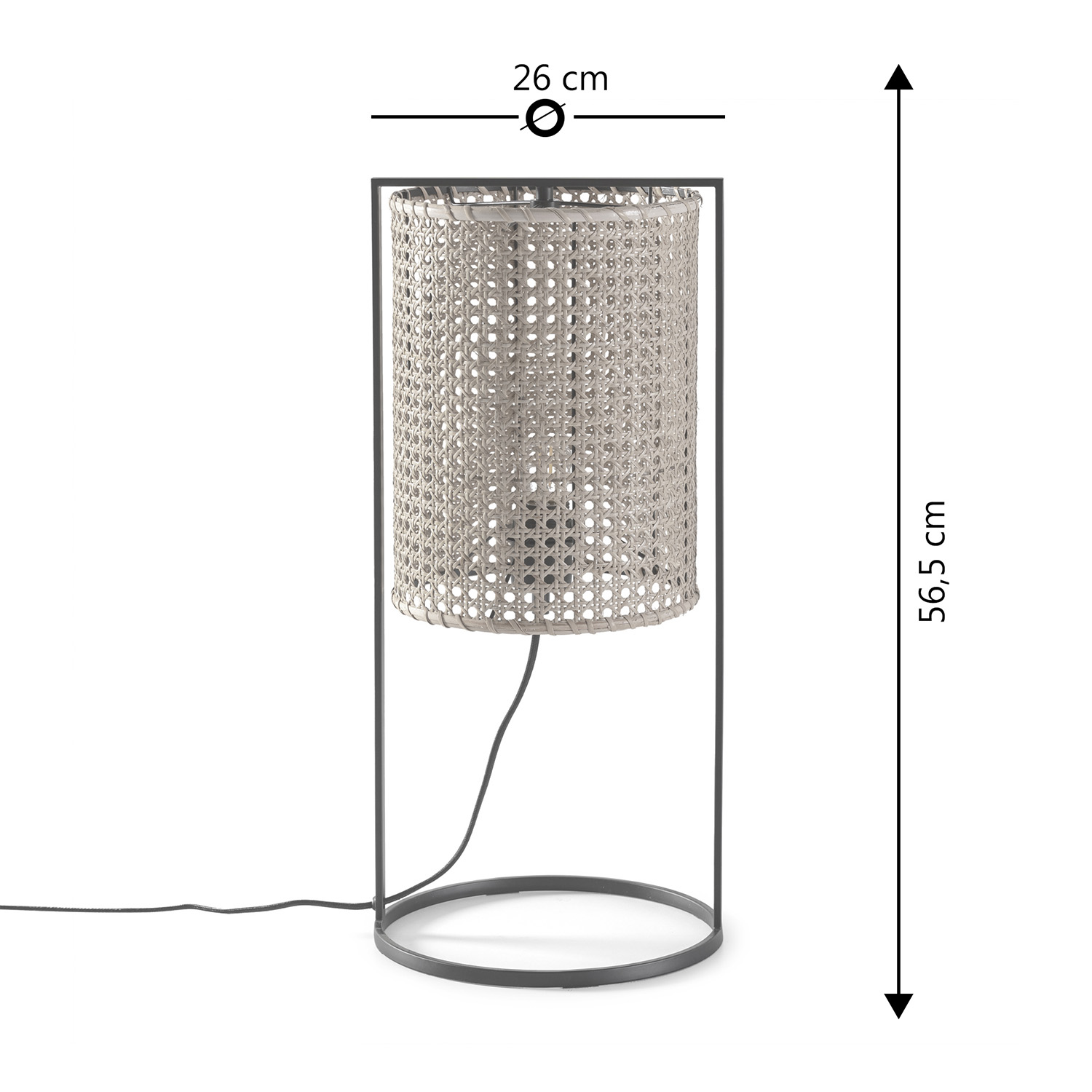 Lampe À Poser Sumi En Rotin Naturel, Diamètre 26 Cm