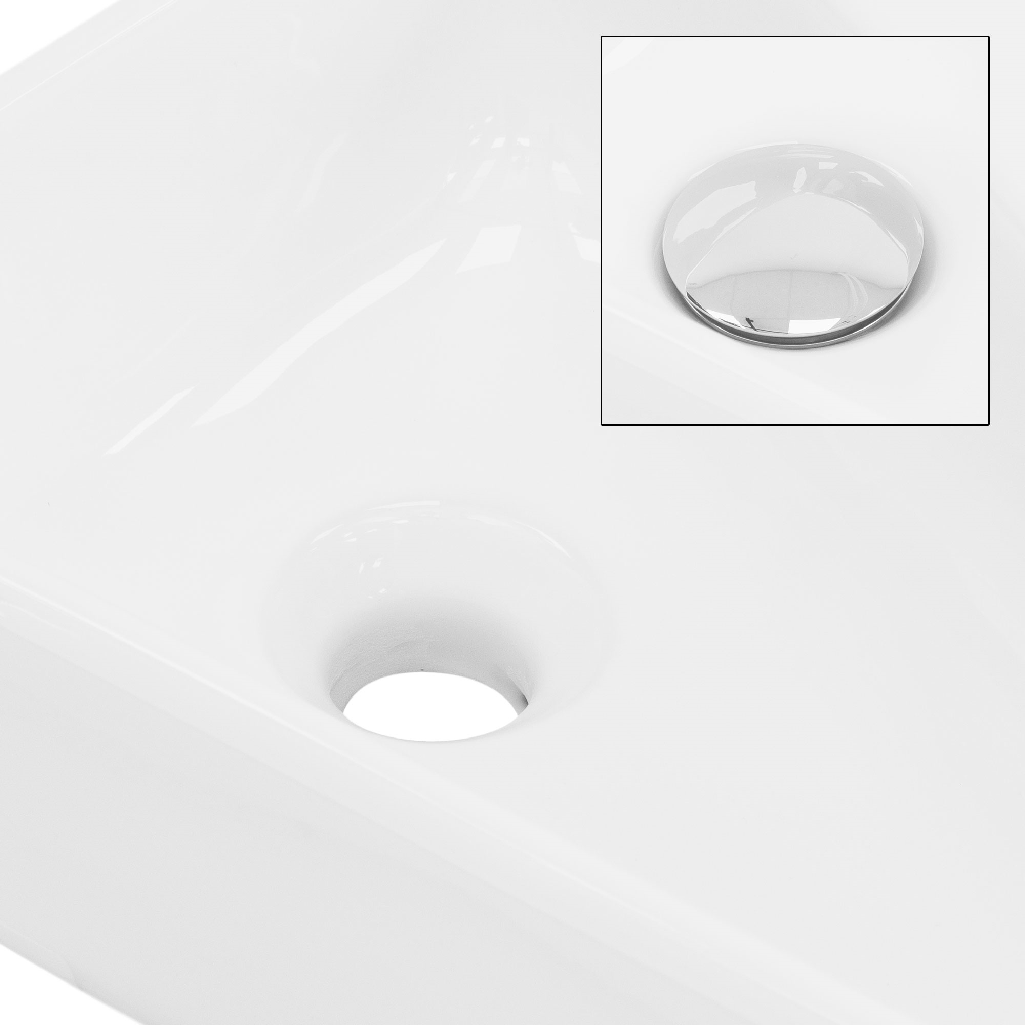 Lavabo En Céramique Blanc Lave-mains Avec Garniture Vidage Chrome 450x270x130 Mm