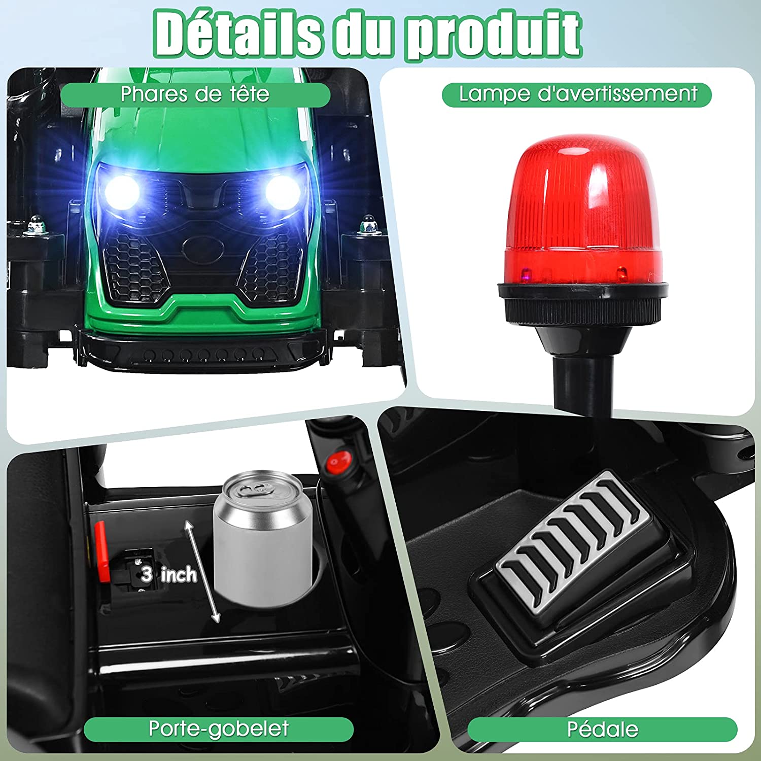 Tracteur Electrique Avec Télécommande 2.4g,12v 7ah, Vitesse : 3-8 Km/h