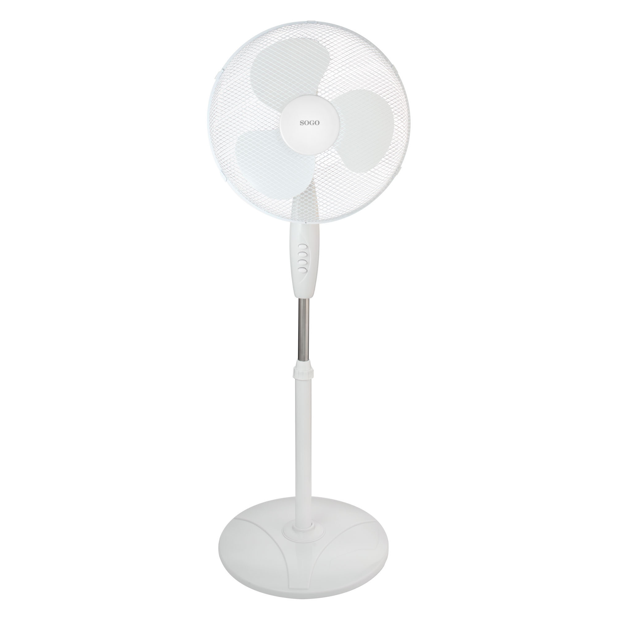 SOGO Ventilatore a Piantana Oscillante 16" – 3 Velocità, Altezza Regolabile, Basso Rumore, Base Rotonda, Potenza 40W, Design Moderno