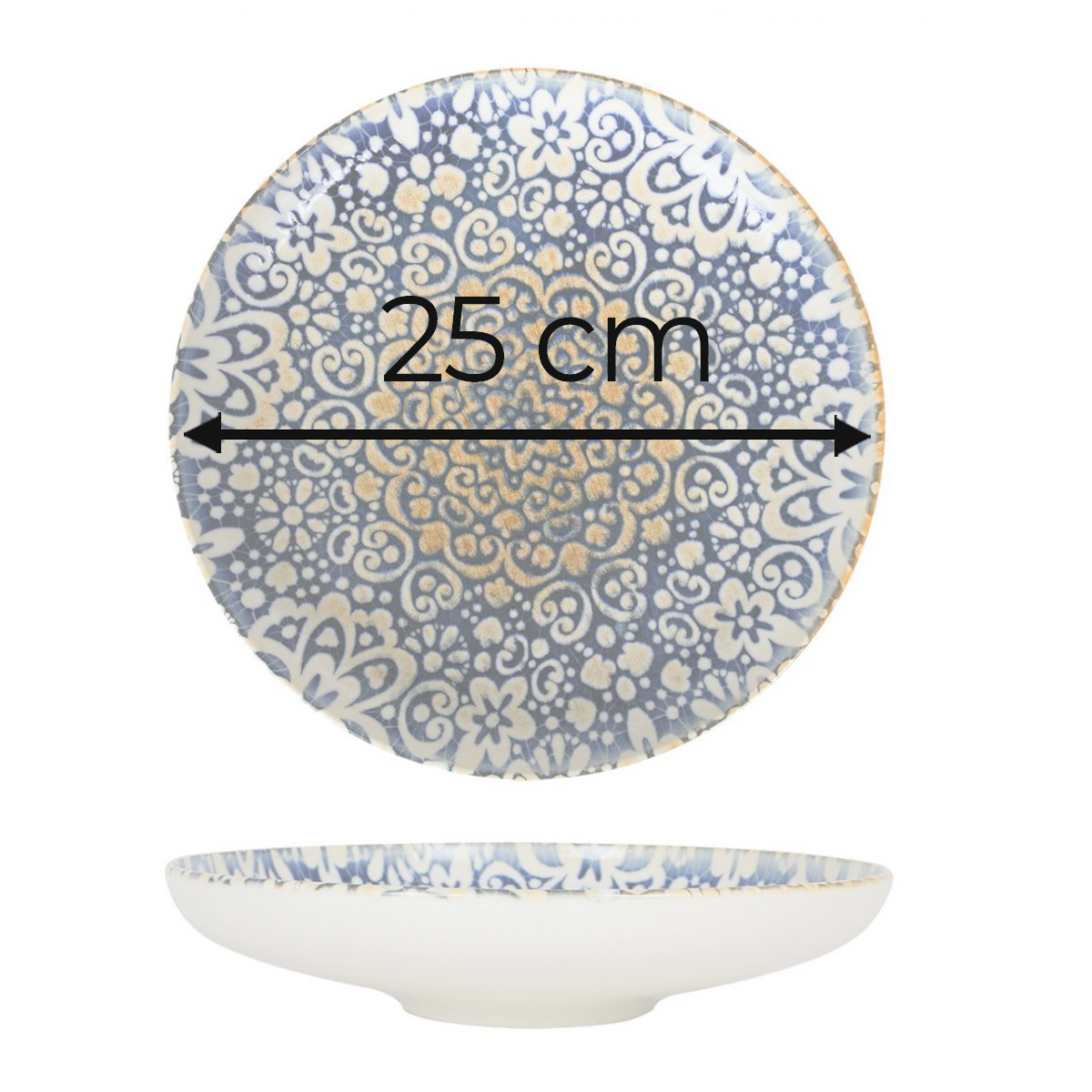 Service D'assiettes Rondes De 6 Pièces Creuses Et Empilables Tiffany, 25 Cm Plat À Soupe En Porcelaine Bleu