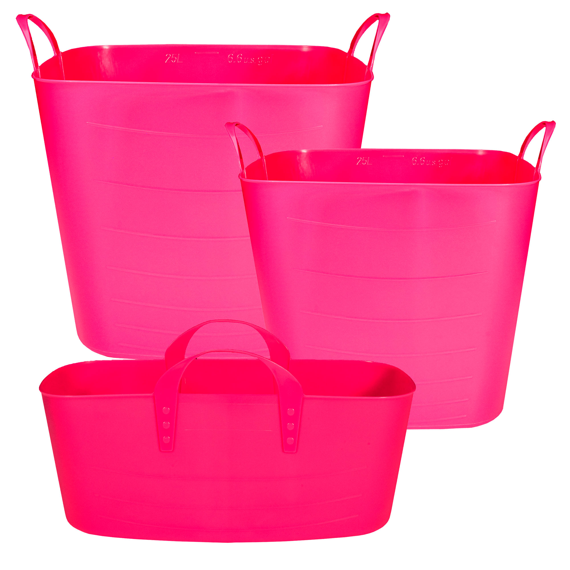 3x Paniers À Linge 10l + 25l + 40l Rose