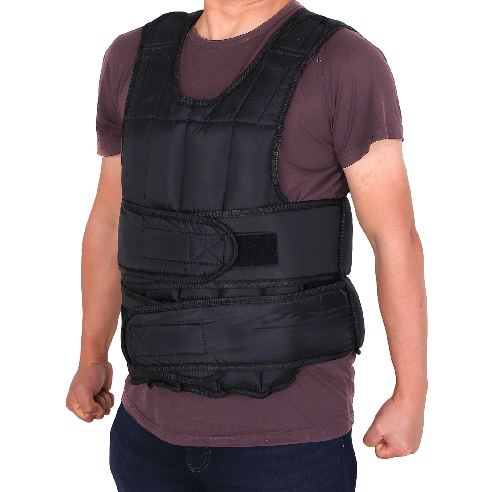 Gilet Lesté Réglable Pour Entraînement - 32 Poches, Capacité 15 Kg, Maille Respirante (Noir)