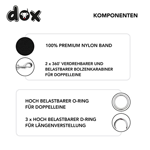 Ddoxx Laisse Chien En Nylon, Réglable Dans 3 Longueurs- Laisse Pour Chiens Grands Et Petits - Laisse Double Pour 2 Chien