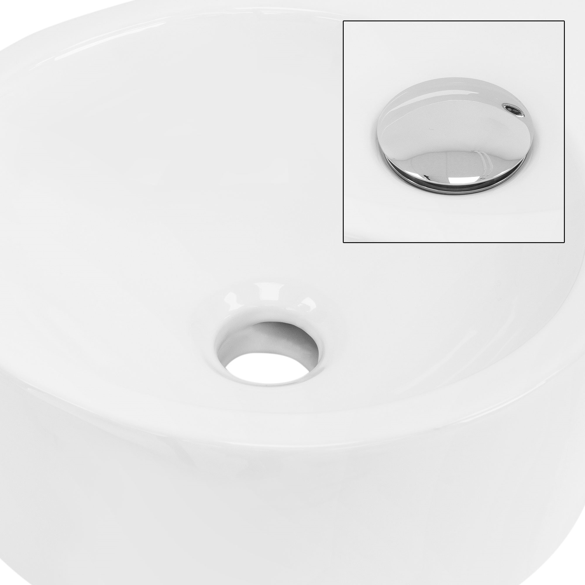 Lavabo En Céramique Blanc Lave-mains Avec Garniture Vidage Chrome 450x360x130 Mm