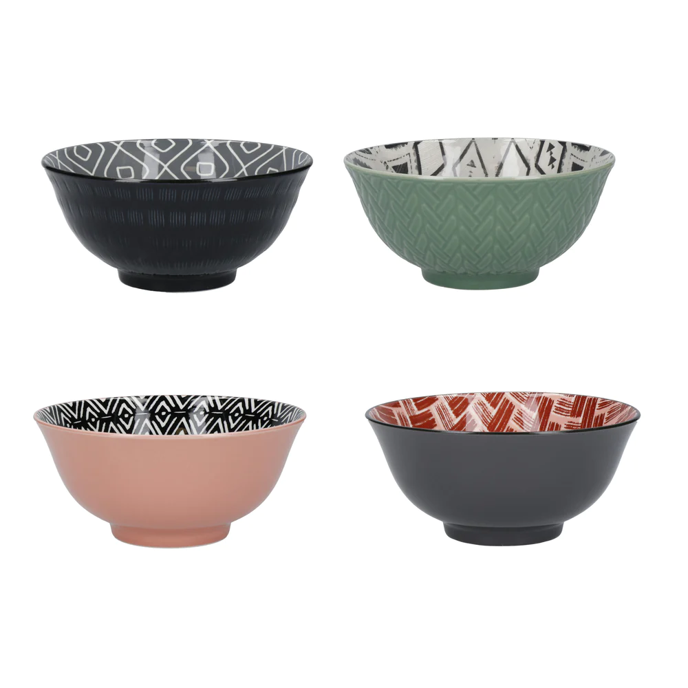 Kitchencraft - Bols En Céramique À Motifs "designed For Life", Livrés Dans Un Coffret Cadeau, 15 Cm, Set De 4