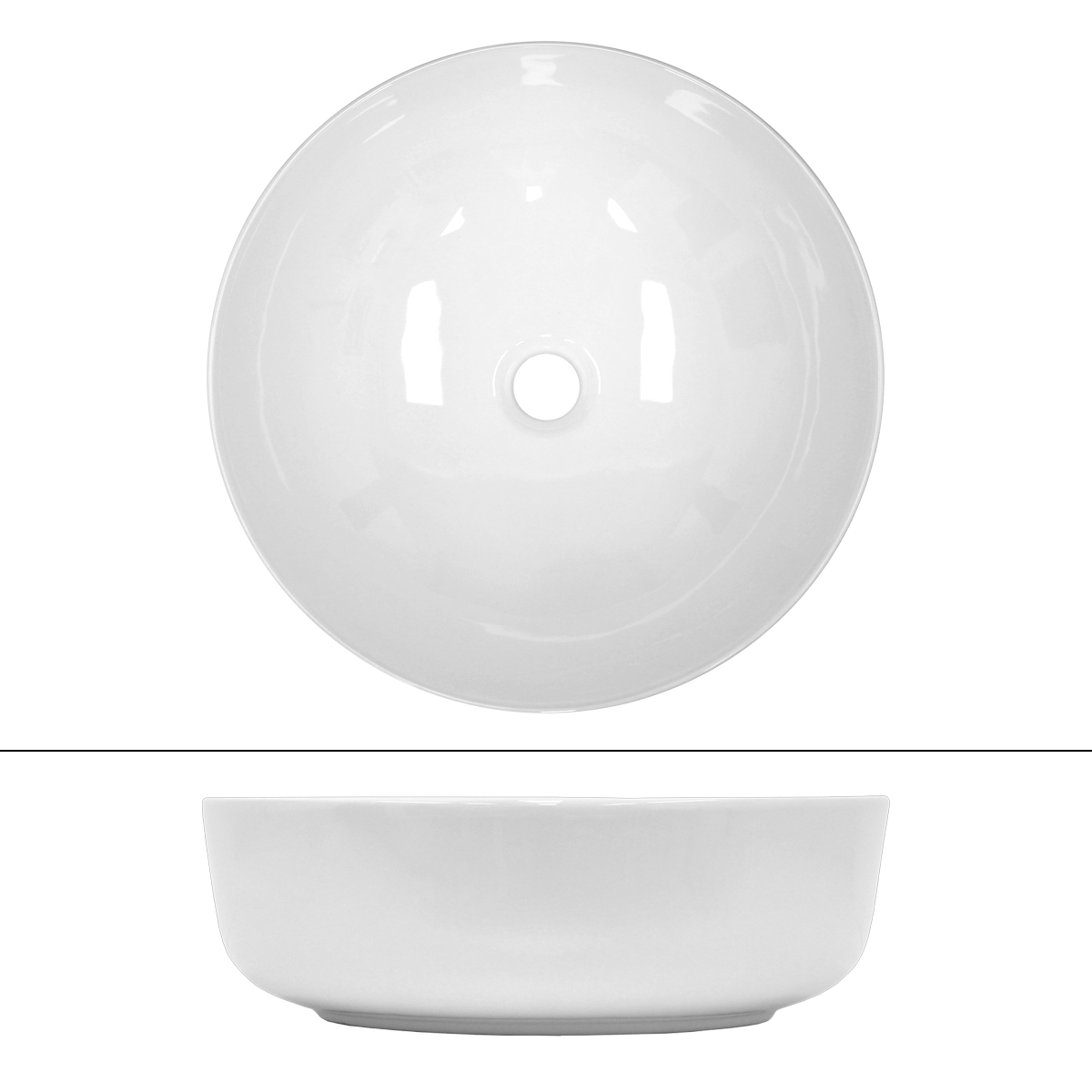 Lavabo Salle De Bain Céramique Blanc Avec Garniture De Vidange Ø 400x400x135 Mm