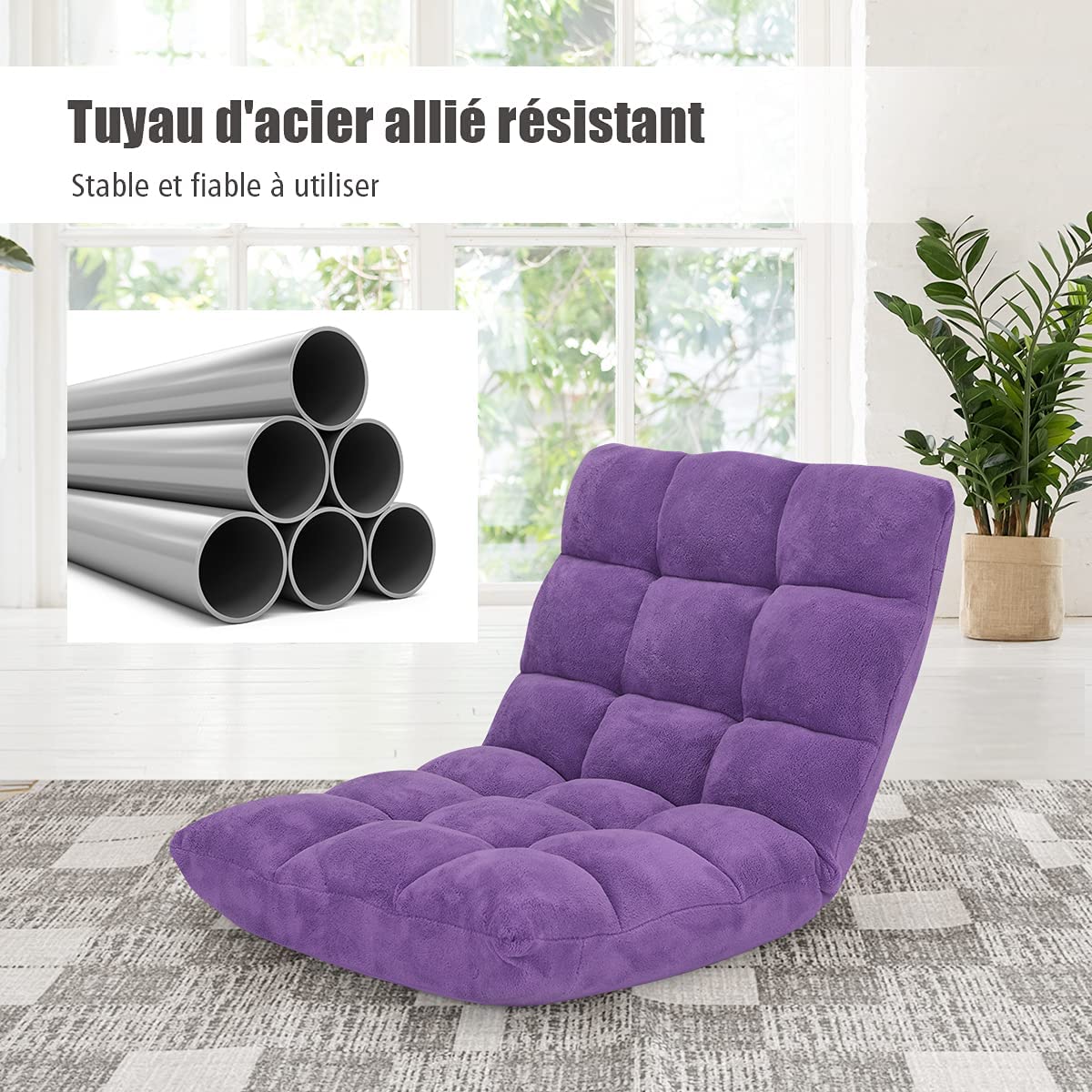Costway Canapé Paresseux Tatami Pliable Chaise De Plancher Coussin De Chaise