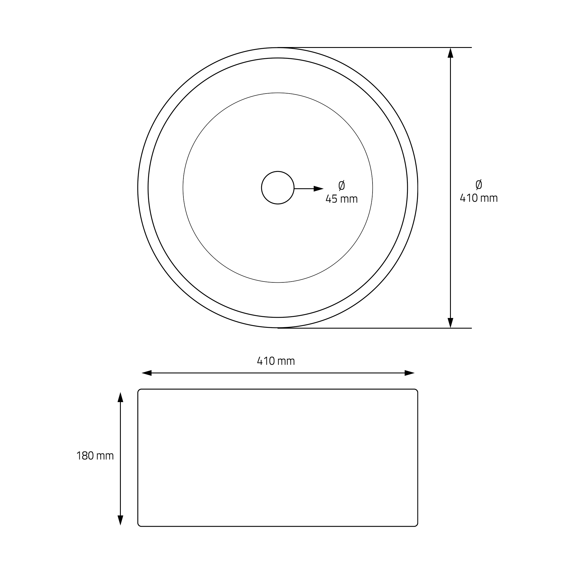 Vasque Rond Céramique Noir Mat Lavabo À Poser Sur Plan De Toilette Ø 410x180 Mm
