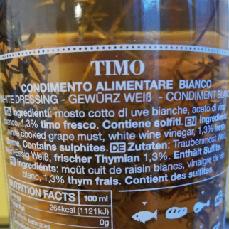 Condiment Blanc Au Vinaigre Et Thym 250 Ml SOCIETA AGRICOLA ACETOMODENA