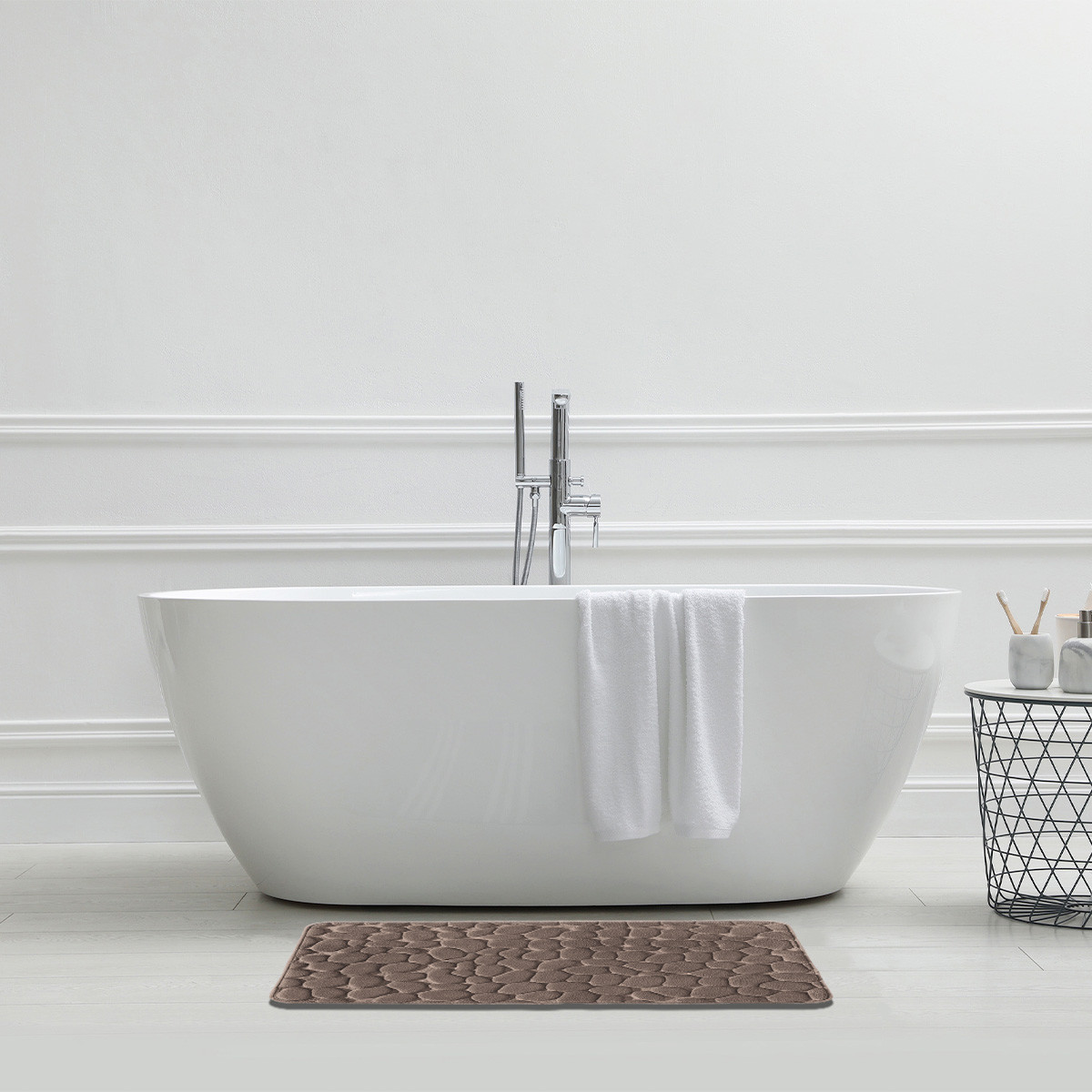 Tapis De Bain Mousse À Mémoire De Forme Taupe 60x100cm