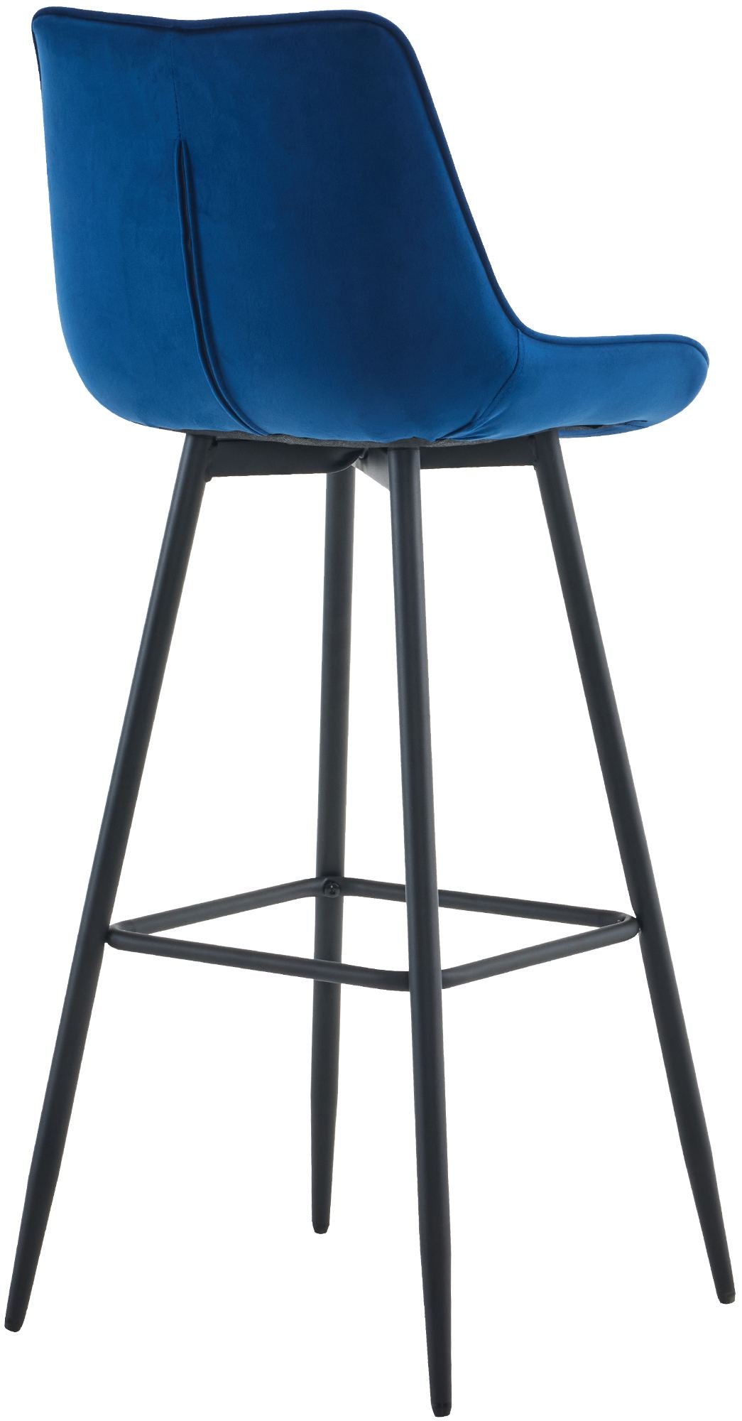 Tabouret De Bar X1 Coutures Décoratives Carrées Avec Repose-pieds En Velours Bleu Quatre Pieds 10_0006423