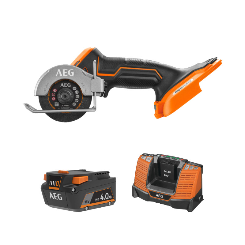 Pack Aeg 18v - Mini Scie Multi-matériaux Brushless - Batterie 4.0 Ah - Chargeur