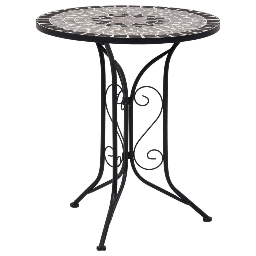 Mobilier De Bistro 3 Pcs Mosaïque Carreaux Céramiques Gris