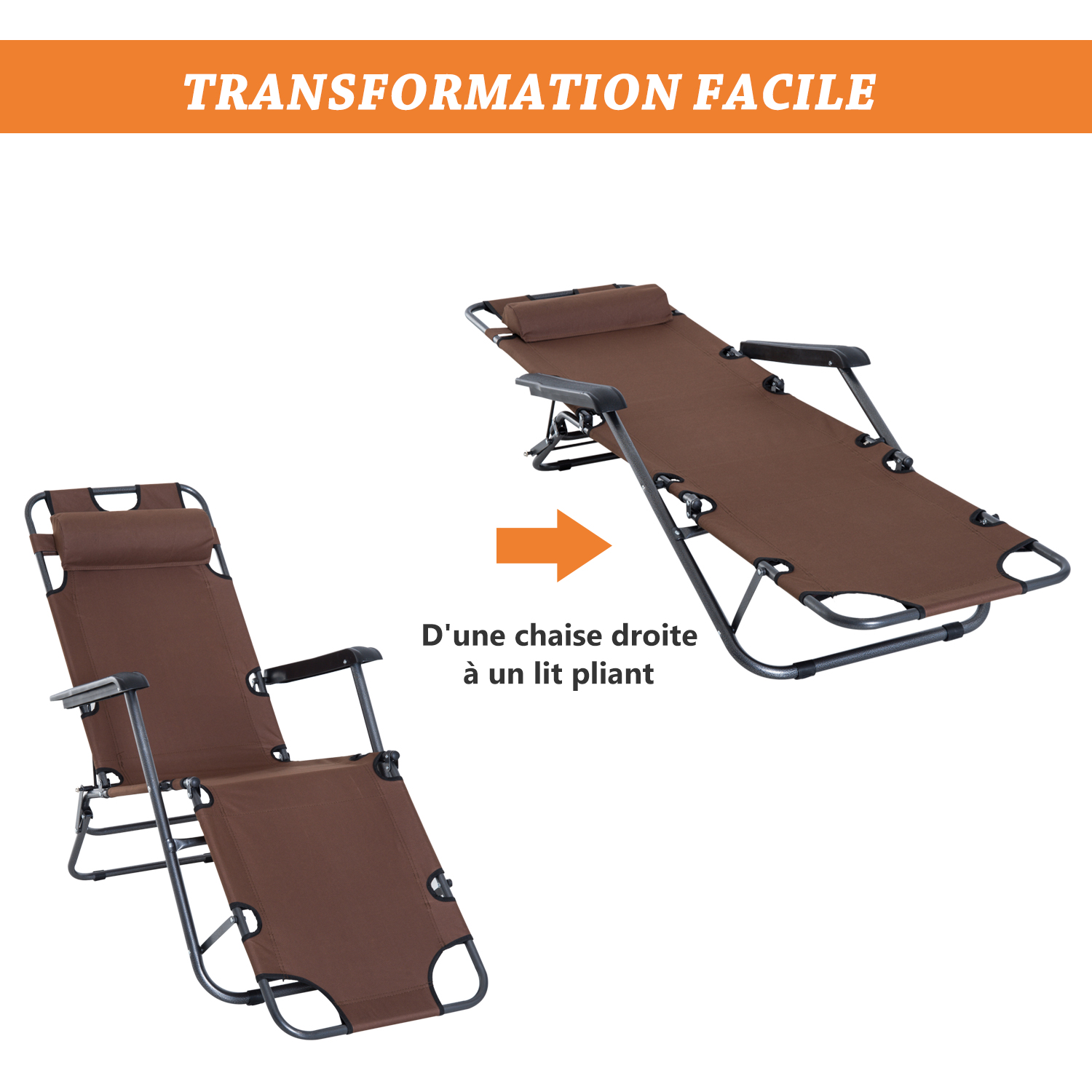 Chaise Longue Transat 2 En 1 Pliable à Prix Carrefour
