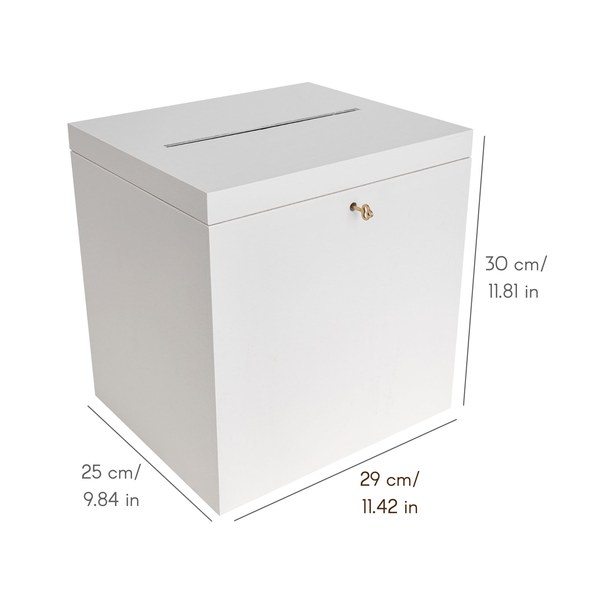 Creative Deco Boite Bois Enveloppes Blanc | 29 X 25 X 30 Cm | Couvercle Et Clé | Boîte Mariage | Boite Souvenirs Cartes