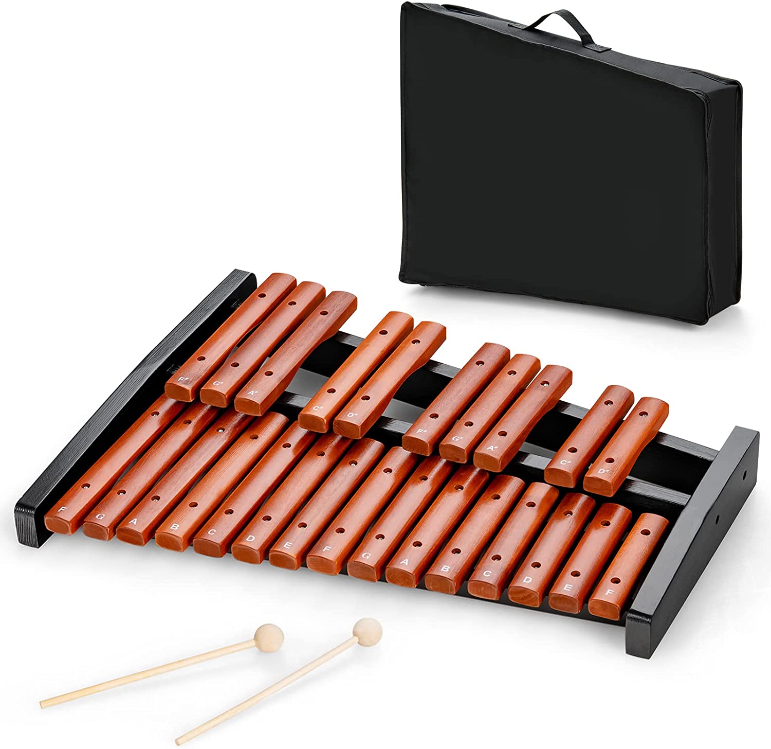 Fesjoy Glockenspiel - Cadre En Bois Pliable - 30 Indications - Xylophone - Cadre En Bois - Barres En Aluminium - Instrument De Musique éducatif - Cadeau Avec Sac De Transport