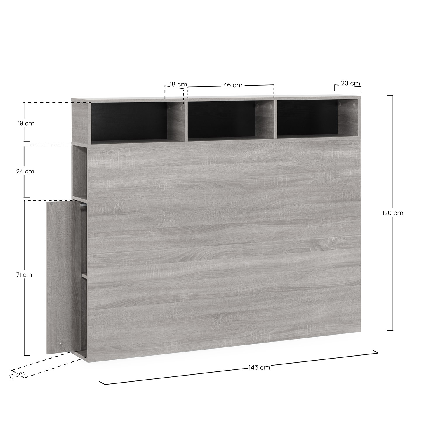 Tête De Lit Zeus 145 Cm Blanc, 2 Portes 9 Trous