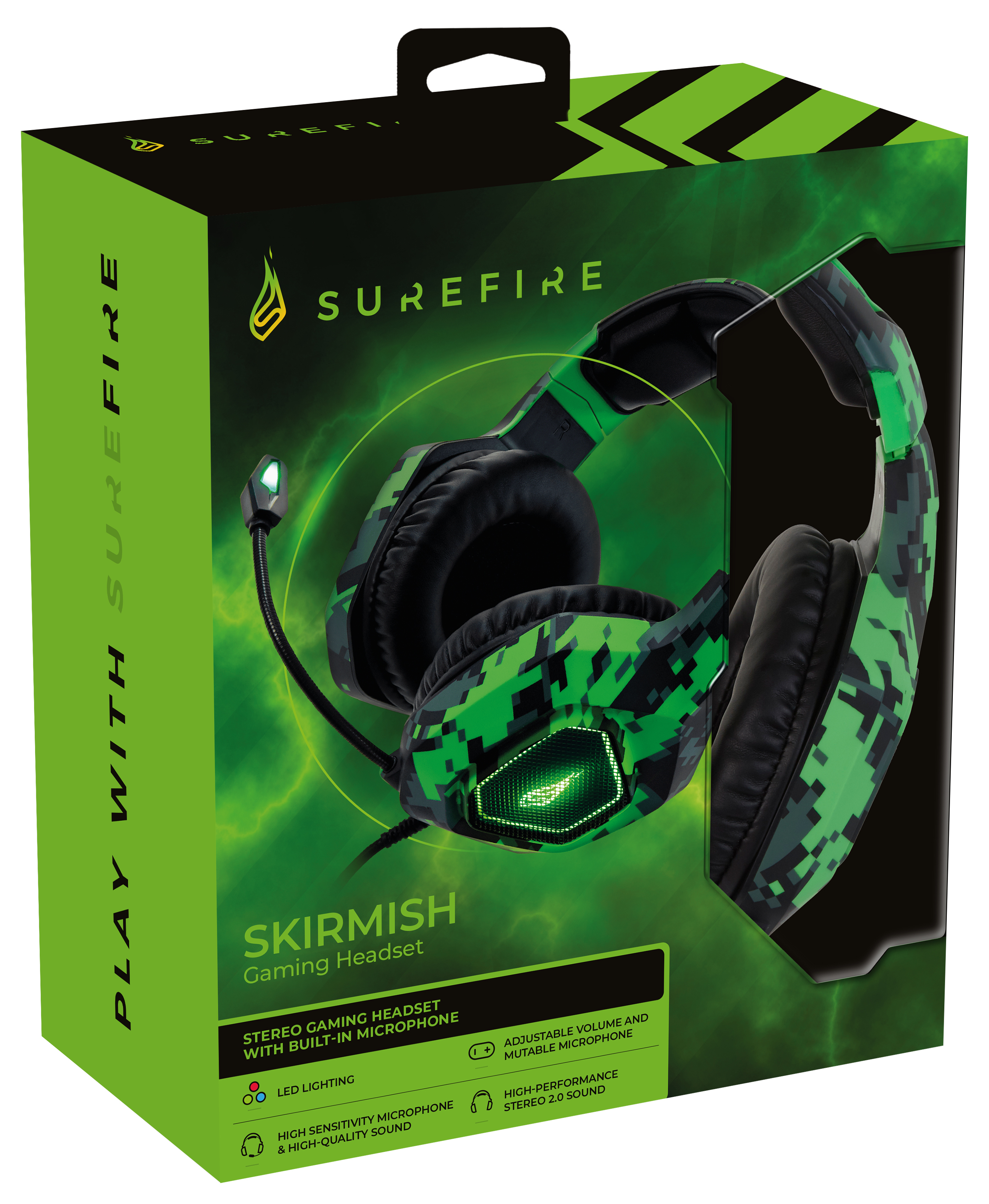 SureFire Skirmish Auriculares Alámbrico Diadema Juego USB tipo A Negro, Camuflaje, Verde