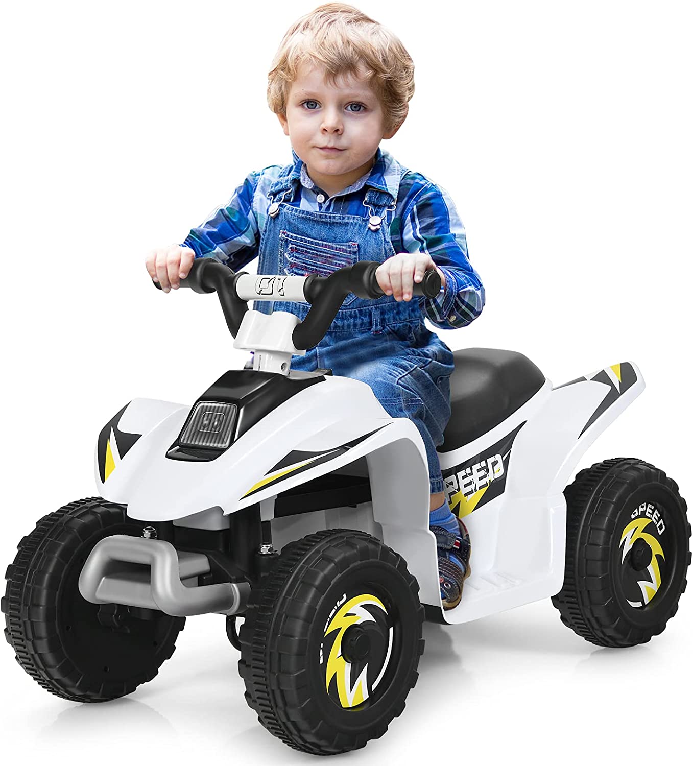 Quad Buggy Electrique Pour Enfant 6 V 4,5 Km-h Max. Voiture Pour Enfants De 3ans+ Blanc