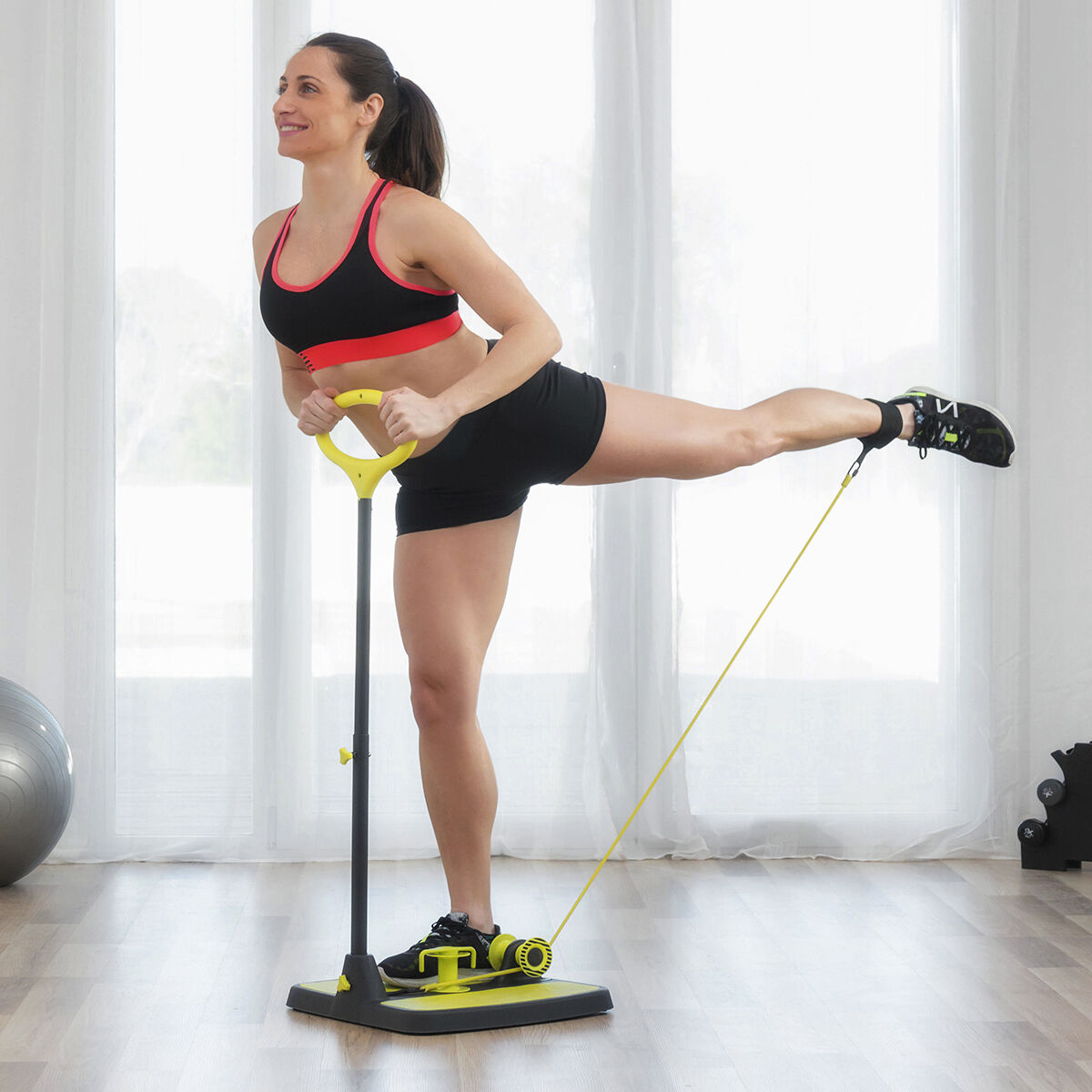 Pack Ceinture avec bandes de résistance pour les fessiers et guide d'exercices et Plate-forme d'Entraînement par Vibrations avec