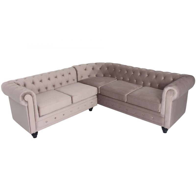 Paris Prix - Canapé D'angle Gauche Capitonné "gust" 220cm Taupe