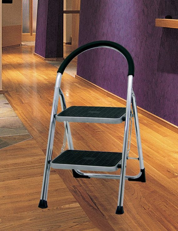 Marchepied Double Fonction Chrome 2 Marches - Hauteur De Travail 2,50m