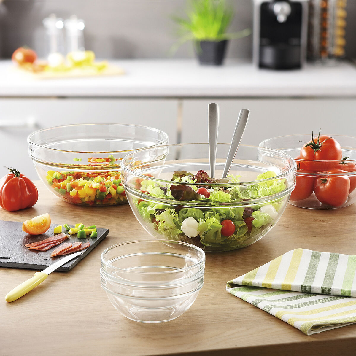 Saladier Luminarc Transparent Verre (20 Cm) (6 Unités)