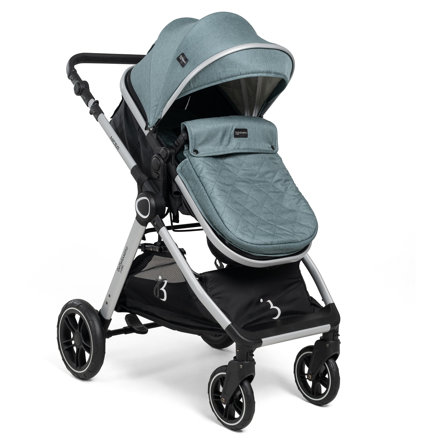 Bebelissimo - Poussette Transformable - Combinée - Convertible - 2 En 1 - Poids 0-22kg-  Nicea - Vert