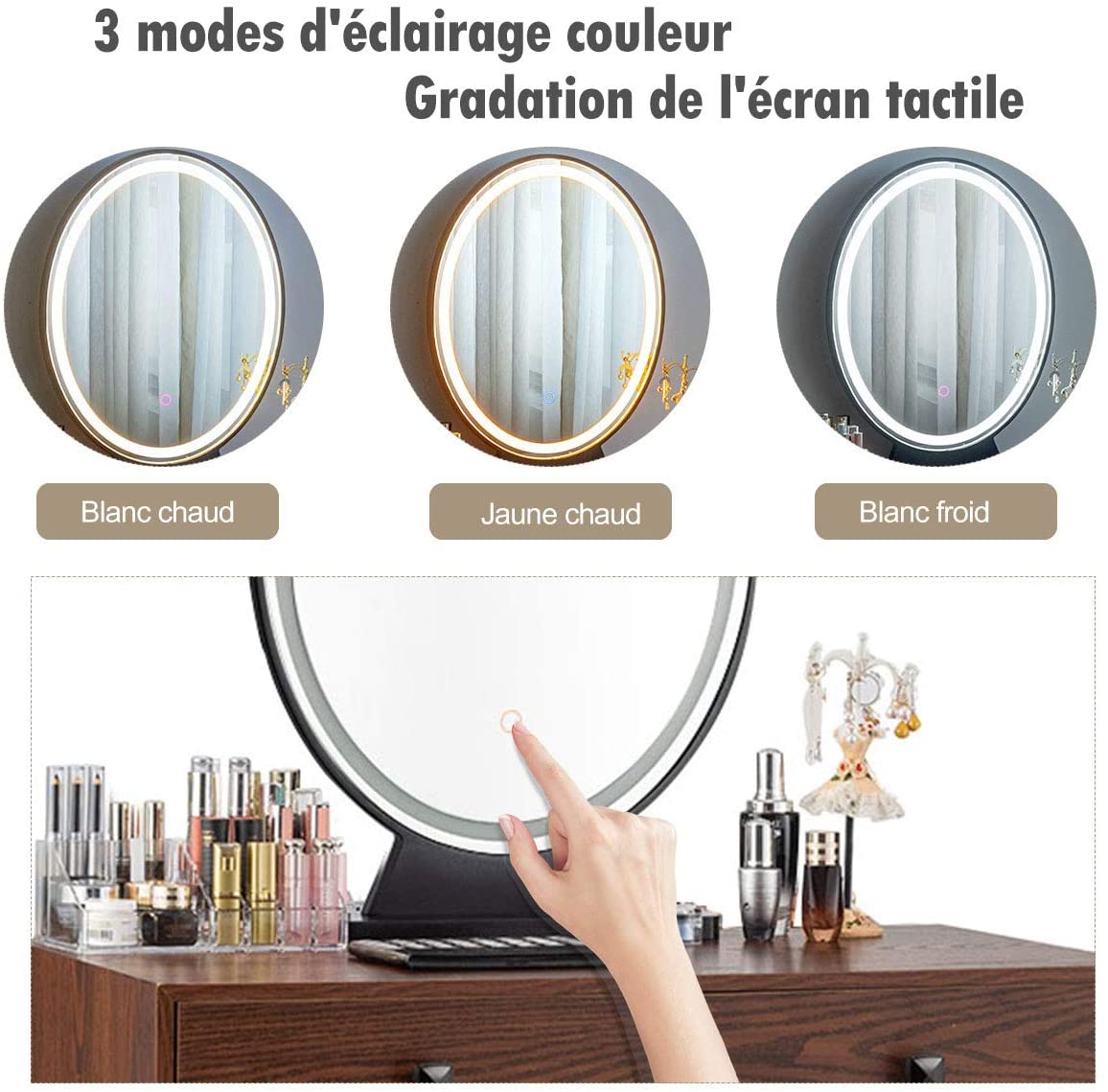 Coiffeuse,table De Maquillage Avec Miroir Ovale Rotative En Bois Avec 5 Tiroirs 0661706112291 Coiffeuse,table De Maquillage Avec Miroir Ovale Rotative En Bois Avec 5 Tiroirs 0661706112291