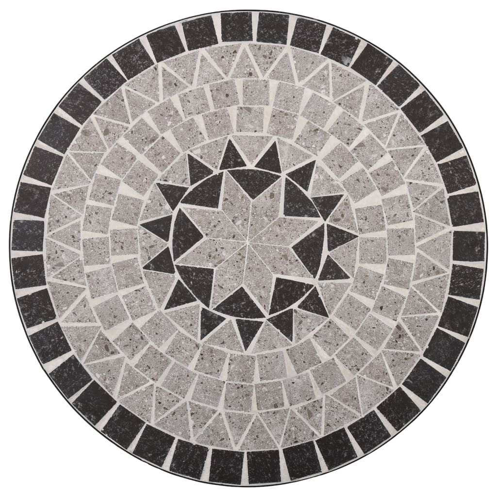 Mobilier De Bistro 3 Pcs Mosaïque Carreaux Céramiques Gris