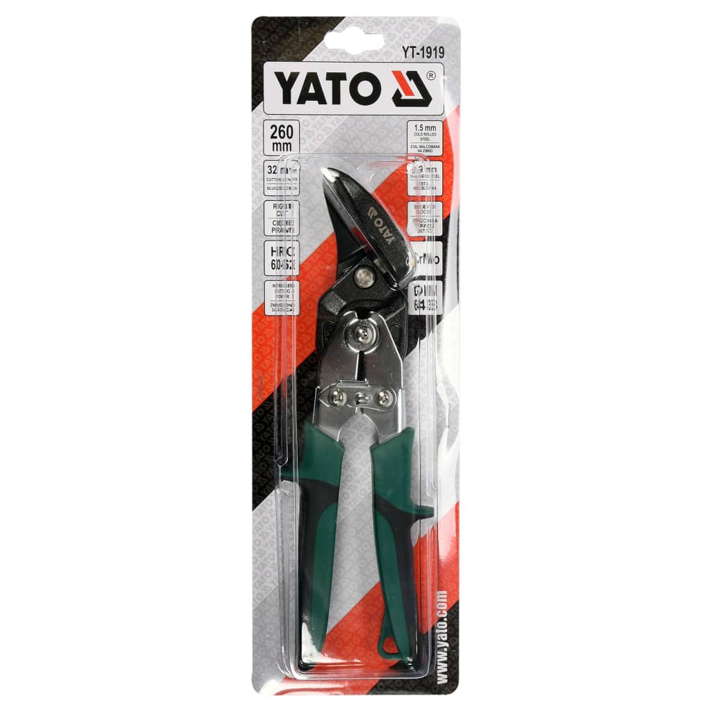 Cisaille À Étain Droite 260 Mm Vert Yato
