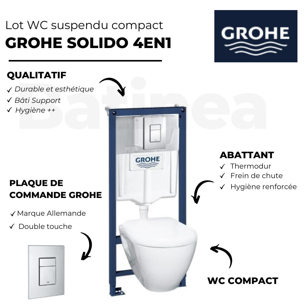 Pack Wc Suspendu Solido Compact + Accessoires